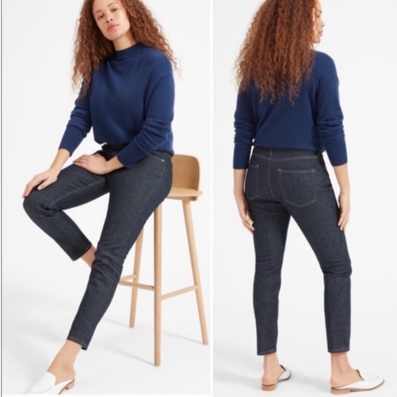 EVERLANE High Rise Jeans dark wash Indigo blue denim stretch size 27 - Picture 1 of 10